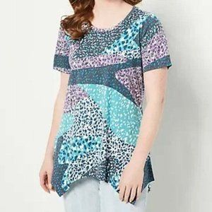 Lori Goldstein Abstract Animal Print Top